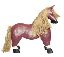 Home Decor. Tabletop Showpiece. Wooden Horse Sculpture with Jute Mane and Tail, "Proud Mare".