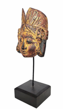 Table Decor. Handcrafted Wooden Javanese Face Mask with Traditional Headgear.
