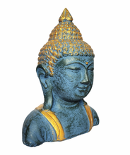 Home Decor Table - Outdoor idol. Lord Buddha Bust Carved in Stone. "Smiling Buddha" 