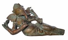 Home Decor: Tabletop Statue. Reclining Ganesha Statue in bronze.
