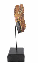 Table Decor. Handcrafted Wooden Javanese Face Mask with Traditional Headgear.