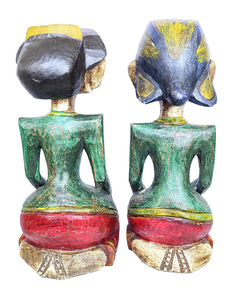 HOME DECOR - TABLETOP FIGURINES - Vintage set of two handcrafted wooden Javanese style Loro Blonyo wedding figures.