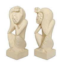 Home Decor. Tabletop Accents. Sandstone Statuettes of Resting Women. "The Maidens".