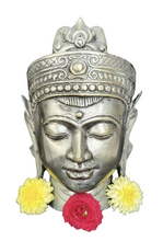 Home Decor. Tabletop Idol. Far Eastern Bronze Head Sculpture of Lord Buddha, depicted as a King.