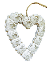 HOME DECOR: Wall Hanging Accent. Double sided heart shape shell decor in floral design.