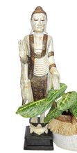 Home Decor Statue.
Large solid handcrafted wooden standing sculpture of Lord Buddha on a lotus pedestal. Height 3 ft 5 inches.