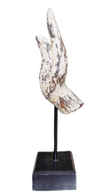 Home Decor. Tabletop Ornament. Buddha Hand Sculpture in Wood mounted on rustic wooden base.