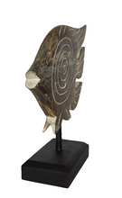 Home Decor. Tabletop Showpiece. Hand Crafted and Painted Wooden Fish Statuette, "Lone Swimmer".