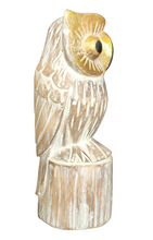 Home Decor. Tabletop Showpiece. Hand Carved Wooden Owl Figurine, "Lonely Owl".