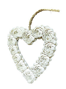 HOME DECOR: Wall Hanging Accent. Double sided heart shape shell decor in floral design.