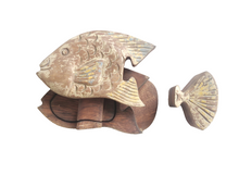 Home Decor. Table Decor-Storage Accessory.
Hand Carved Wooden Fish, Trinket / Puzzle Box, "Pacific Fish".