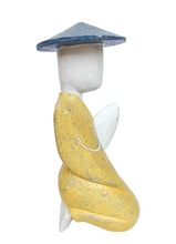 Home Decor Statue. Tabletop Accent. Hand Carved Wooden Farmer Statue.