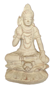 Home Decor: Table - Garden Statue. Solid Meditating Stone Sculpture of Lord Shiva. "Shiva Blessing"