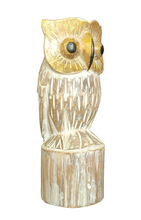 Home Decor. Tabletop Showpiece. Hand Carved Wooden Owl Figurine, "Lonely Owl".
