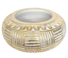 Home Decor: Storage Accessory - Hand Carved and Painted Decorative Round Wooden Bowl.
