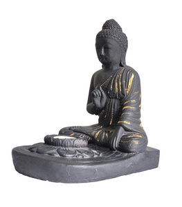 TABLETOP DECOR/IDOL/CANDLE HOLDER: Meditating stone Buddha tea light candle holder.