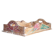 Serving Tray / Table Decor Showpiece:
 Hand carved serving tray painted with Lotus Design.