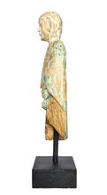 Home Decor. Contemporary Serene Buddhist Monk Wooden Statue mounted on a rustic wooden base.