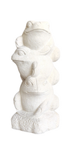 TABLETOP DECOR / GARDEN DECOR / FIGURINE: Handcrafted 3 Cute Acrobatic Frogs Sculpture in sandstone.