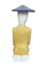 Home Decor Statue. Tabletop Accent. Hand Carved Wooden Farmer Statue.