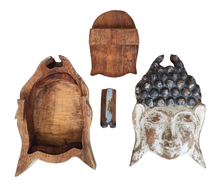 Home Decor. Table Decor-Storage Accessory. Hand-carved Wooden Trinket - Puzzle Box, "Glorious Buddha"