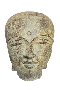 Home Decor. Table - Garden Sculpture. Peaceful Buddha head Garden Statue sculpture in stone.