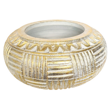 Home Decor: Storage Accessory - Hand Carved and Painted Decorative Round Wooden Bowl.