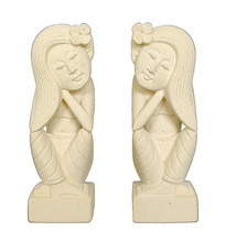 Home Decor. Tabletop Accents. Sandstone Statuettes of Resting Women. "The Maidens".