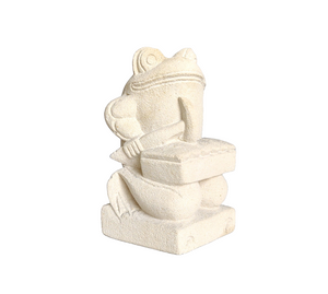 TABLE/GARDEN DECOR: Handcrafted Cute Frog Sculpture in sandstone playing the xylophone.