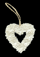 HOME DECOR: Wall Hanging Accent. Double sided heart shape shell decor in floral design.
