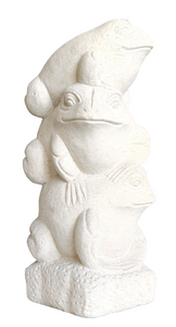 TABLETOP DECOR / GARDEN DECOR / FIGURINE: Handcrafted 3 Cute Acrobatic Frogs Sculpture in sandstone.