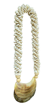 Home Decor - Wall Accent. Vintage Mother Of Pearl Curved Necklace with Cowrie Shells.