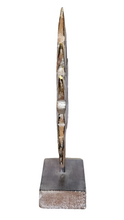Home Decor: Tabletop Showpiece. Wooden Leaf Sculpture, "Papaya Leaf" on a stand.