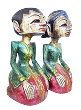 HOME DECOR - TABLETOP FIGURINES - Vintage set of two handcrafted wooden Javanese style Loro Blonyo wedding figures.