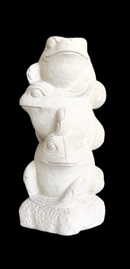 TABLETOP DECOR / GARDEN DECOR / FIGURINE: Handcrafted 3 Cute Acrobatic Frogs Sculpture in sandstone.