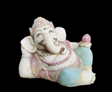 Home Decor Idol. Cute, Resting Lord Ganesha Stone Figurine.