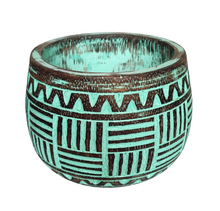 Home Decor: Handmade Carved Tribal Line Pattern Wooden Bowl.