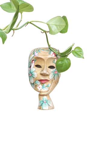 Home Decor: Table - Wall Art.Surreal Handcarved and Hand Painted Mask - Floral with Birds.