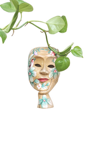 Home Decor: Table - Wall Art.Surreal Handcarved and Hand Painted Mask - Floral with Birds.