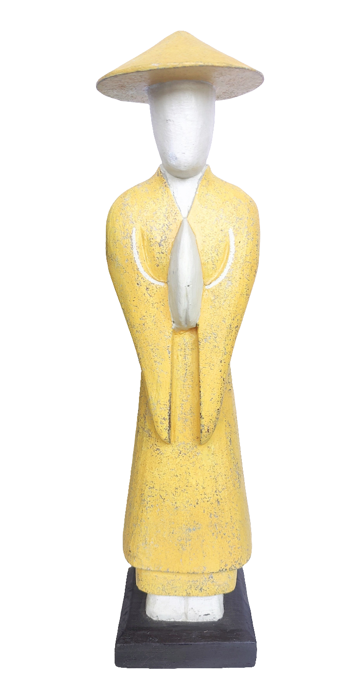 Home Decor Statue. Tabletop. Hand Carved Robed Wooden Farmer Statue.