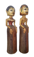 HOME DECOR - TABLETOP FIGURINES - Vintage Wooden Javanese style Loro Blonyo wedding figures. Set of 2.