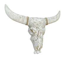 Home Decor. Rustic Wooden Tribal Design Carved Bull Head Wall Sculpture.
