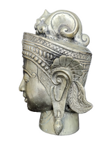 Home Decor. Tabletop Idol. Far Eastern Bronze Head Sculpture of Lord Buddha, depicted as a King.