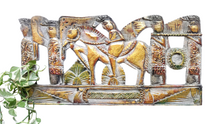 Home Decor. Antiquated Wall Art Panel Carved in wood. "Melasti Hindu Ceremony".