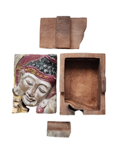 Table Decor - Storage Accessory. Hand-carved Wooden Trinket - Puzzle Box, "Glorious Buddha"
