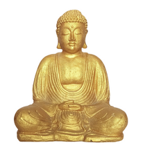 TABLE - OUTDOOR DECOR: Beautiful  Stone Meditating Buddha, sitting in Lotus Pose. " Golden Buddha".