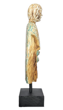 Home Decor. Contemporary Serene Buddhist Monk Wooden Statue mounted on a rustic wooden base.