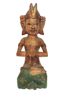 Home Decor: Tabletop Vintage Accent. Balinese Groom in traditional attire, handcrafted in wood.