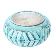 Home Decor: Storage Accessory. Hand Carved and Painted Decorative Round Wooden Bowl.