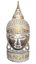 Home Decor. Wall Hanging - Tabletop Accent. Meditating Wooden Buddha Head Sculpture, Hand Carved Statue.